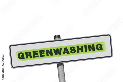 Greenwashing, Metallschild, freigestellt als PNG
