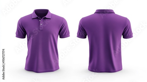 Purple Polo Shirt Front and Back View Generative AI