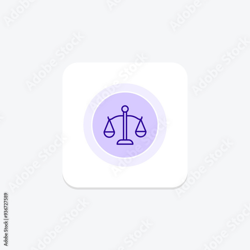 Justice symbol purple line icon on a colorful circle, ai illustrator file