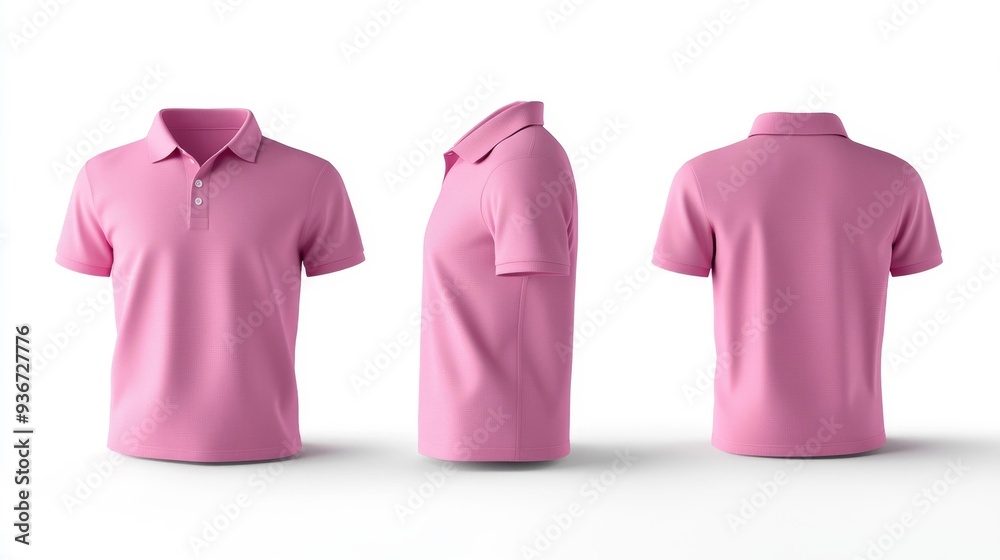 Pink Polo Shirt Triple View - Generative AI Pink Polo Shirt Triple View - Generative AI