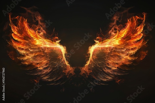 fire wings isolated on black background
