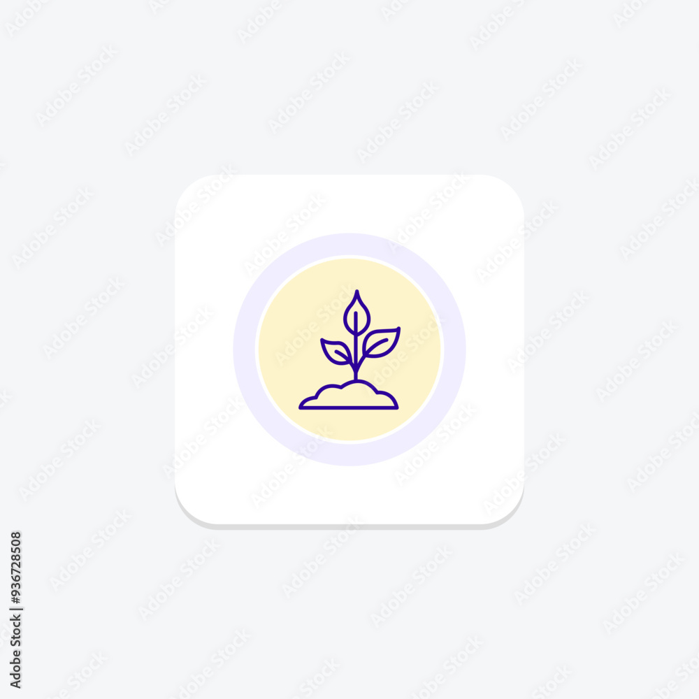 Plant growth purple line icon on a colorful circle, ai illustrator file Plant growth purple line icon on a colorful circle, ai illustrator file