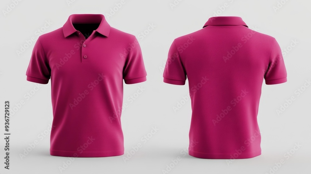 Vibrant Pink Polo Shirt Front and Back Views Generative AI Vibrant Pink Polo Shirt Front and Back Views Generative AI