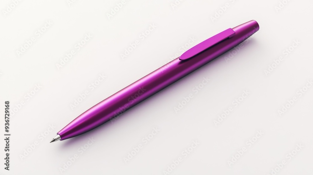 Purple Metallic Pen on White Surface Generative AI Purple Metallic Pen on White Surface Generative AI