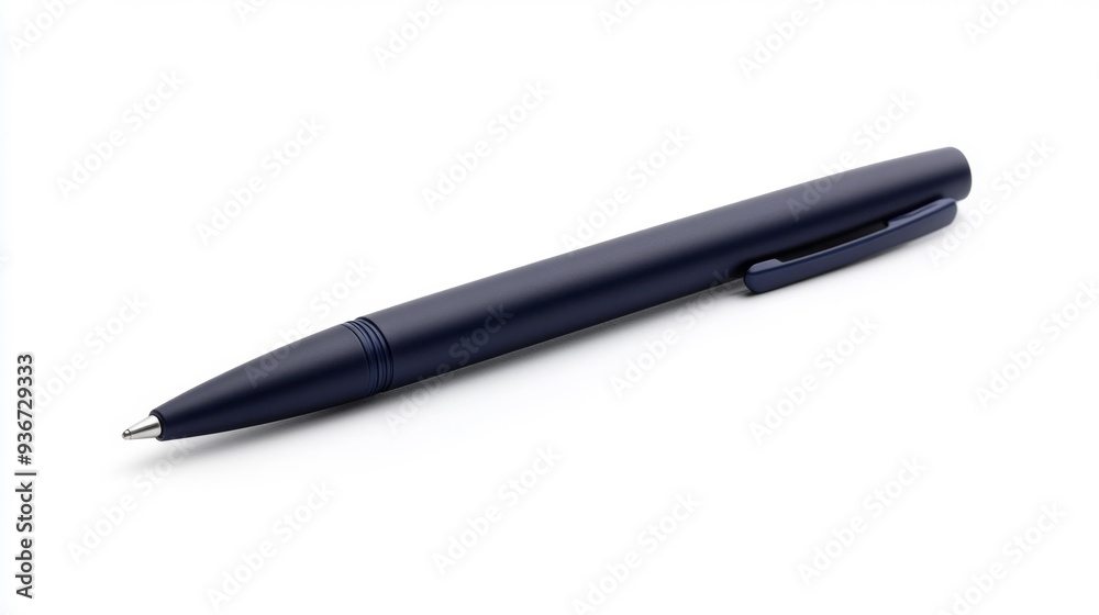 Elegant Navy Blue Pen on White Background Generative AI Elegant Navy Blue Pen on White Background Generative AI