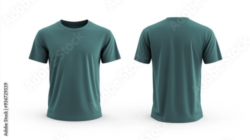 Green T-Shirt Front and Back View - Generative AI