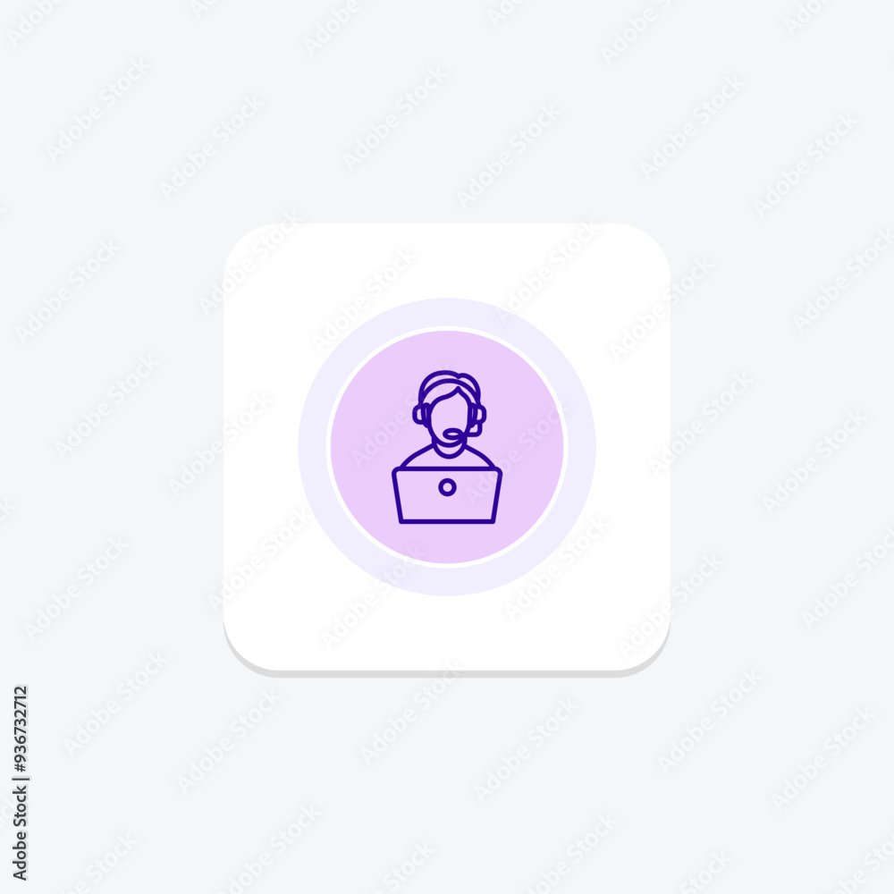 Virtual Assistant purple line icon on a colorful circle, stylish icon, ai illustrator file Virtual Assistant purple line icon on a colorful circle, stylish icon, ai illustrator file