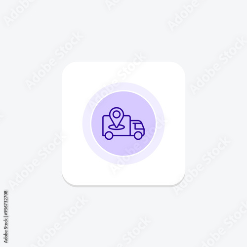 Delivery truck purple line icon on a colorful circle, stylish icon, ai illustrator file