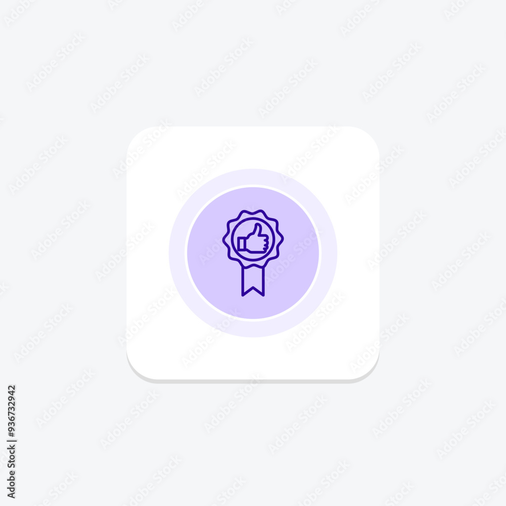 Review badge purple line icon on a colorful circle, stylish icon, ai illustrator file Review badge purple line icon on a colorful circle, stylish icon, ai illustrator file