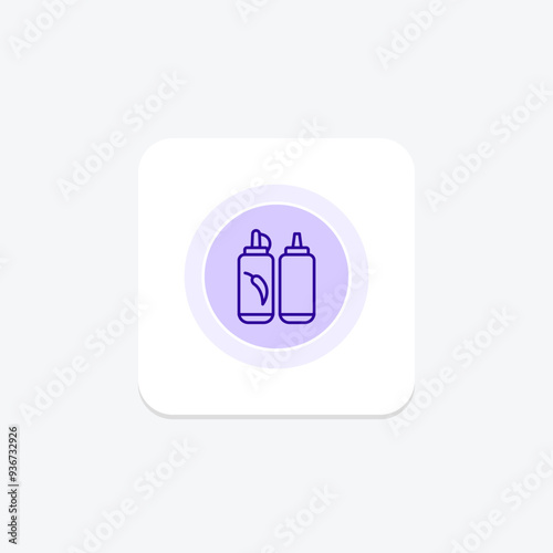 Ketchup and mayonnaise bottle purple line icon on a colorful circle, stylish icon, ai illustrator file