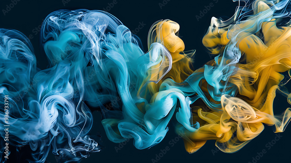 Fototapeta premium Abstract Fluid Art with Dynamic Orange and Blue Swirls