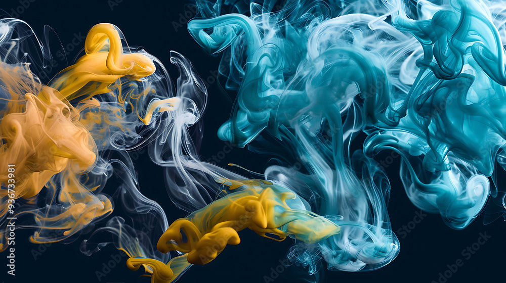 Fototapeta premium Abstract Fluid Art with Dynamic Orange and Blue Swirls