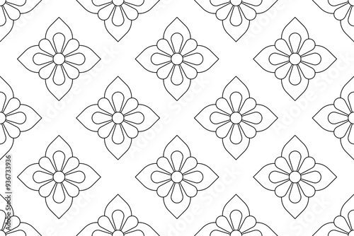 Black and white seamless illustrations. Coloring book, colouring page for children and adults. Decorative abstract linear vector pattern design. Thin line drawing. Easy to edit color and line weight