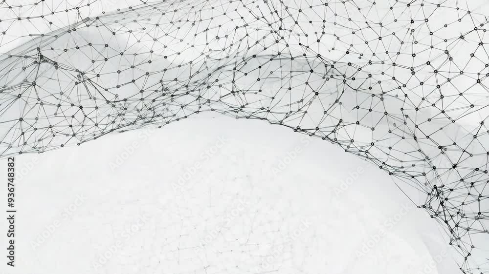 Abstract representation of a network structure, emphasizing connectivity and complexity against a minimalist backdrop.