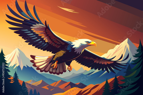 eagle hovering vector the eagle hovers in the air, usually with rapid wing beats, while hunting or