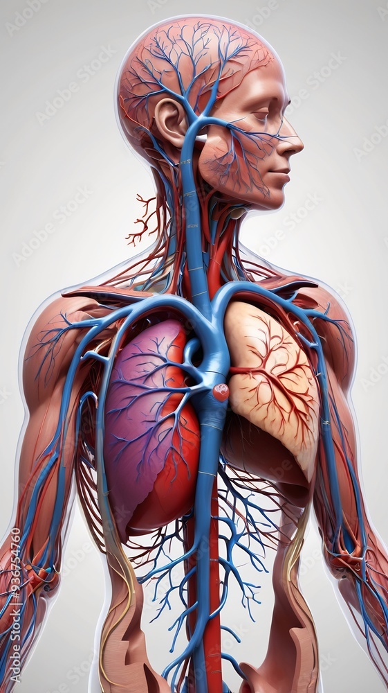 Detailed Illustration of the Human Circulatory System Showcasing the ...