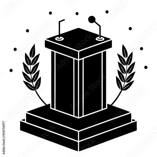 illustration of a silver and podium