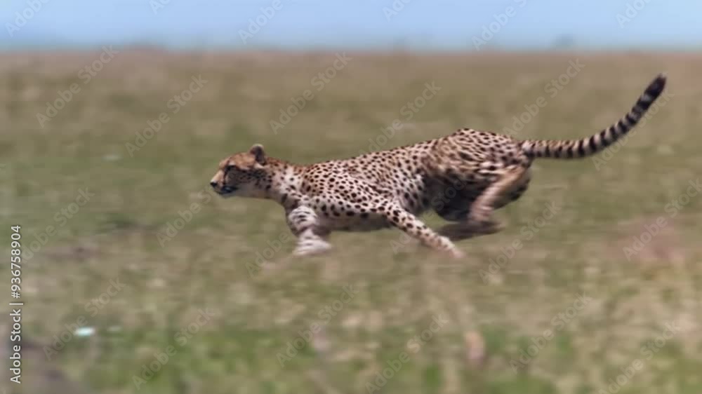 Cheetah Running Top Speed Super Slow Motion Side View