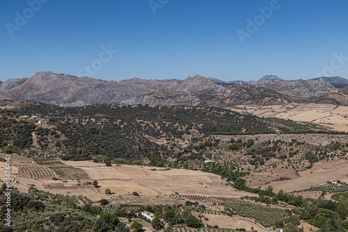 Beautiful view of the green valley. Ronda, Province of Malaga, Spain.