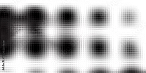 Grunge halftone gradient background. Faded grit noise texture. White and black sand wallpaper. Retro pixelated backdrop. Anime or manga style comic overlay. Vector graphic design textured template