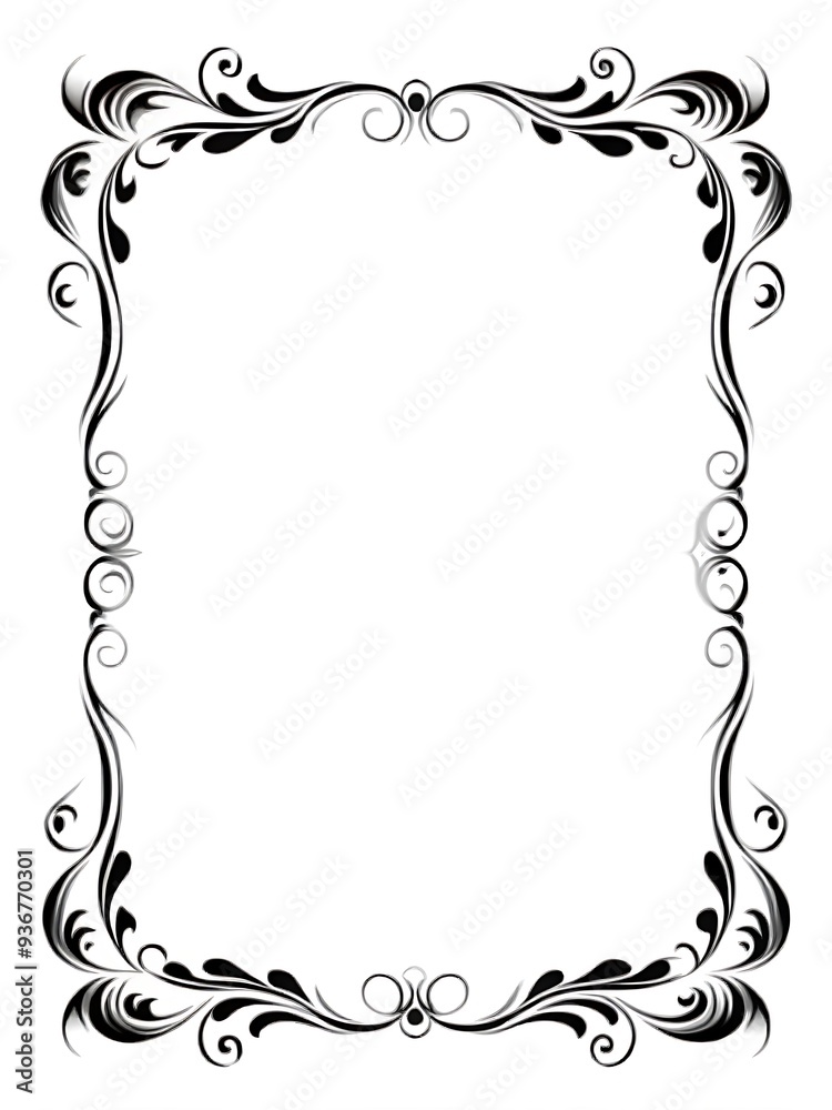 Elegant Black and White Floral Frame for Invitations Elegant Black and White Floral Frame for Invitations