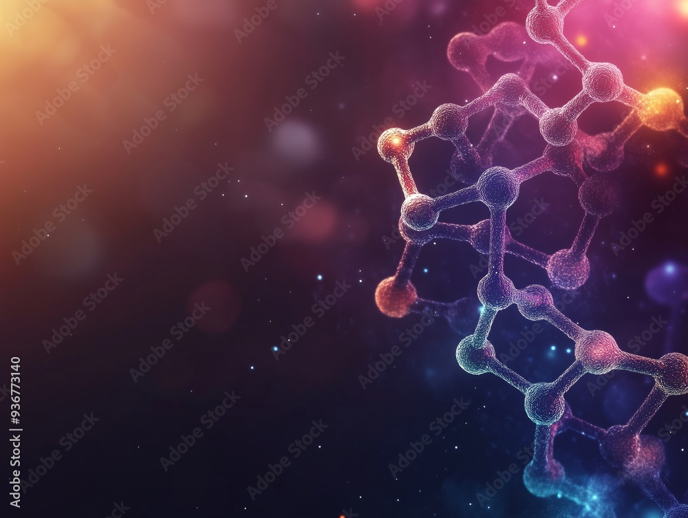 Obraz premium Abstract Science atoms and molecules. View of Human Genome Structure on Dark Background