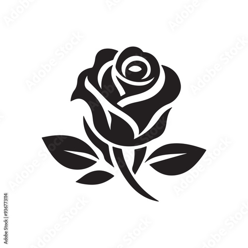 Rose icon logo vector style creative art illustration silhouette with white background photo