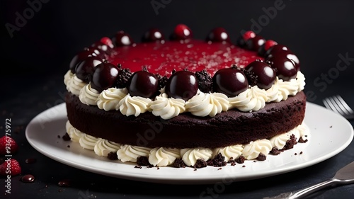 chocolate cake with cherries