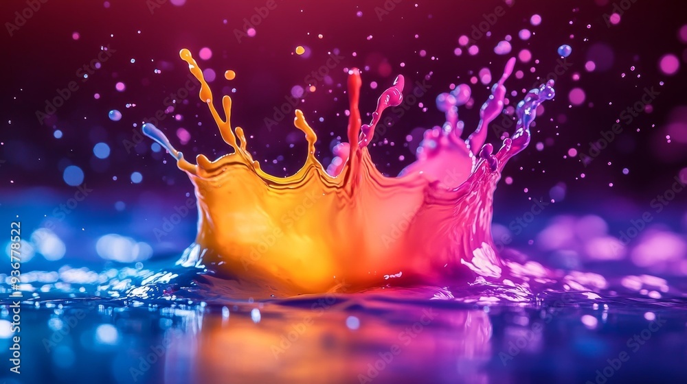 Colorful paint splash in water - generative ai Colorful paint splash in water - generative ai
