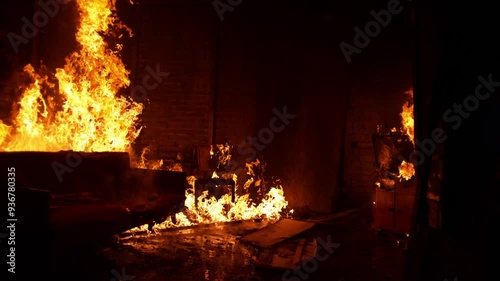 Inside of a burning house