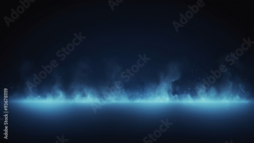 Abstract dark blue background.Dark landscape full of flickering lights