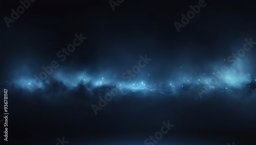 Abstract dark blue background.Dark landscape full of flickering lights