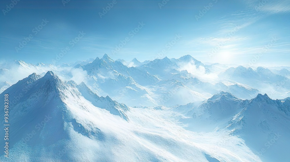 Clear sky above majestic snow-capped mountains ideal for creating striking winter-themed and scenic wallpapers Clear sky above majestic snow-capped mountains ideal for creating striking winter-themed and scenic wallpapers
