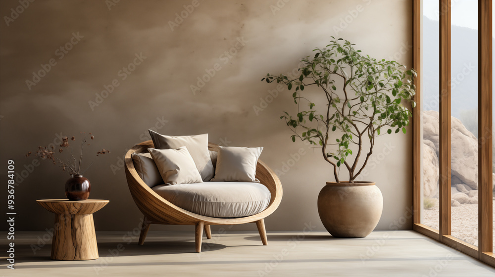 Interior design concept in authentic natural style using natural elements. Interior design concept in authentic natural style using natural elements.