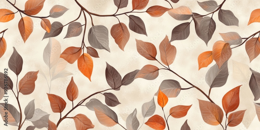 Autumn Leaves Seamless Repeating Pattern with Shades of Orange, Brown, and Beige Autumn Leaves Seamless Repeating Pattern with Shades of Orange, Brown, and Beige
