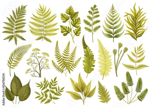 Green Foliage Vector Collection for Botanical Designs