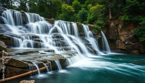 Beautiful Krka Waterfalls in Krka National Park,Croatia.Long exposure for flowing water, ai