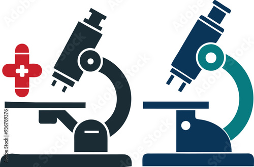 Health and Medical Concept Microscope vector silhouette .