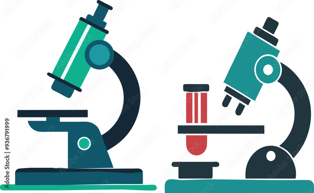 Health and Medical Concept Microscope vector silhouette . Health and Medical Concept Microscope vector silhouette .