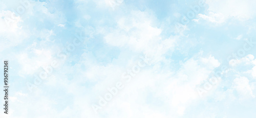 Obraz na płótnie blue sky with white clouds watercolor background w salonie