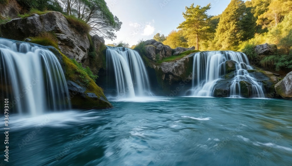 Beautiful Krka Waterfalls in Krka National Park,Croatia.Long exposure for flowing water, ai Beautiful Krka Waterfalls in Krka National Park,Croatia.Long exposure for flowing water, ai