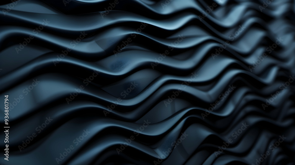 Fototapeta premium Black Background With Wavy Lines Style