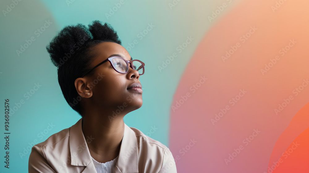 Obraz premium Community Event: A woman at a community event focused on mental health awareness, with copy space