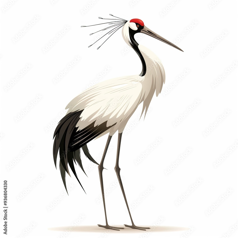 Obraz premium Crane Wind animal cartoon isolated whitebackground 16:9