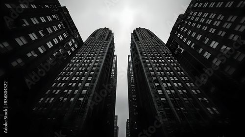 Black And White Photo Tall Buildings