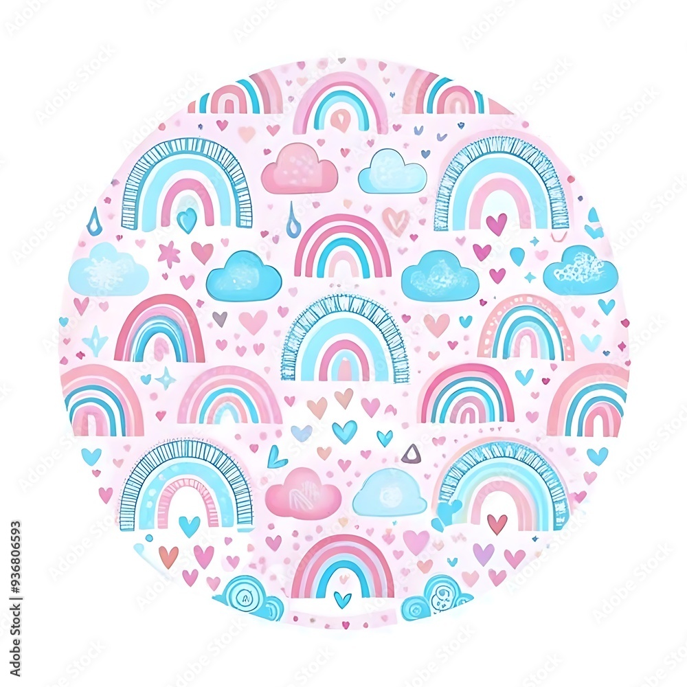 Adorable Pink and Blue Rainbow Pattern for Baby and Kids Designs Adorable Pink and Blue Rainbow Pattern for Baby and Kids Designs