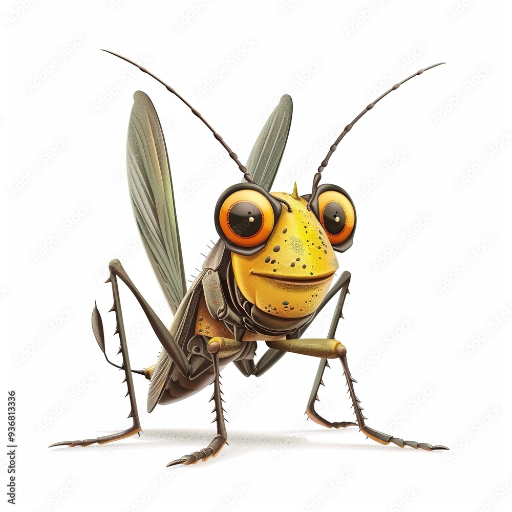 Fototapeta premium Cricket spy fantasy animal cartoon isolated whitebackground 16:9