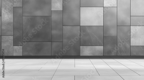 A minimalist modern urban concrete wall background in black and white with copy space for text or object.