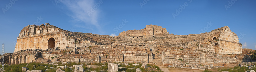 Architecture, ruin and building in city for tourism, traditional infrastructure and culture in Turkey. Background, ancient town and stone walls, structure design and relic for travel destination Architecture, ruin and building in city for tourism, traditional infrastructure and culture in Turkey. Background, ancient town and stone walls, structure design and relic for travel destination