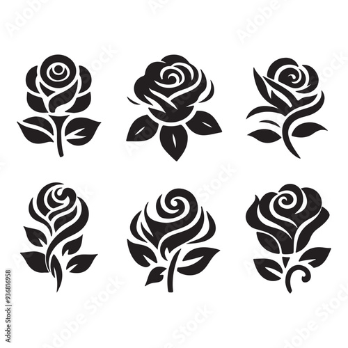 Rose icon logo vector creative art illustration